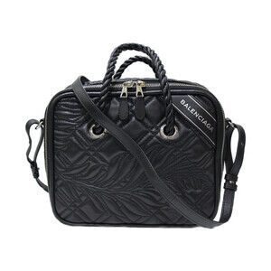 BALENCIAGA Blanket Square Shoulder Leather Black Shoulder Bag